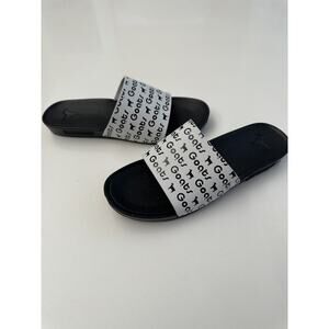 GOATS Black White Logo Comfortable Slip On Slide Sz 2.5 Y Kids New Nordstrom